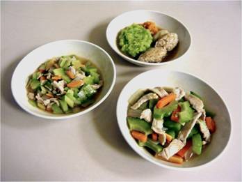 三种不同质感的菜式