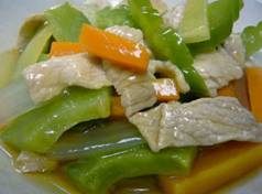 Stir-fried pork slices with bitter melon and carrot